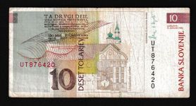 Geldscheine Banknoten Slowenien Europa 10 Tolar 1992 III-IV