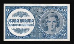 Geldscheine Banknoten Tschecheslowakei 1 Koruna 3 Löcher