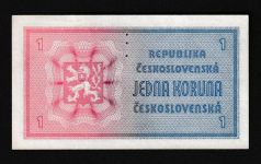 Geldscheine Banknoten Tschecheslowakei 1 Koruna 3 Löcher