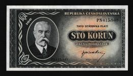 Geldscheine Banknoten Tschecheslowakei 100 Korun Präsident T. Mazarik I UNC