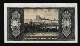 Geldscheine Banknoten Tschecheslowakei 100 Korun Präsident T. Mazarik I UNC