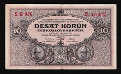 Geldscheine Banknoten Tschecheslowakei 10 Korun 1927 III