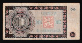 Geldscheine Banknoten Tschecheslowakei 1000 Korun 1945 III