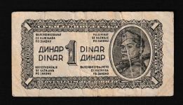 Geldscheine Banknoten Jugoslawien 1 Dinar Soldat 1944 IV
