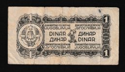Geldscheine Banknoten Jugoslawien 1 Dinar Soldat 1944 IV