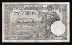Geldscheine Banknoten Jugoslawien 100 Dinar 1929 III