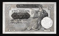 Geldscheine Banknoten Jugoslawien 100 Dinar 1941 II