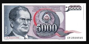 Geldscheine Banknoten Jugoslawien 5000 Dinar 1985 1 UNC