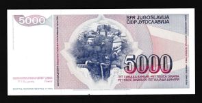 Geldscheine Banknoten Jugoslawien 5000 Dinar 1985 1 UNC