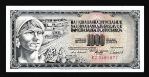 Geldscheine Banknoten Jugoslawien 1000 Dinar 1981 I UNC