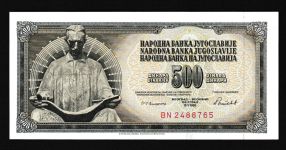 Geldscheine Banknoten Jugoslawien 500 Dinar 1986 I UNC