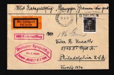Flugpost Katapultflug Deutsches Reich Brief EF 397 Dürer Deutsch Amerikanische