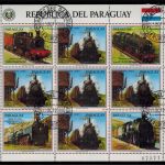Paraguay 3994-3996 & 4025-4027 zwei Kleinbögen Eisenbahn 1986 gestempelt