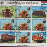 Paraguay 3994-3996 & 4025-4027 zwei Kleinbögen Eisenbahn 1986 gestempelt