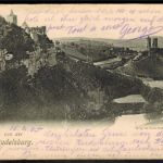 Deutsches Reich Ansichtskarte mit R2 Postbriefkasten Rudelsburg 1905 n. München