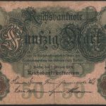 Geldschein Banknote Deutsches Reich Reichsbanknote 50 Mark 32 C 7.2.1908 II