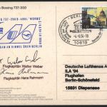 Bund Karte Lufthansa Boing SST Berlin Motiv Brandenburger Autogramme Flugkapitän