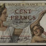 Geldschein Banknote Frankreich 100 Cent Francs 1939 II-III. EF-VF 94