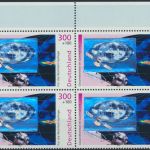 Viererblock Bund 2077-2081 Wohlfahrt Kosmos Weltraum komplett Bogenecke Eckrand