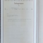 Bund Telegramm Hochzeit Braut Bräutigam Pferdewagen Blumen Engel mehrfarbig 50er