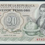 Geldschein Banknote Colombia Kolumbien 20 Pesos Oro 1982 UNC P409