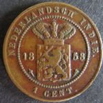Münze Niederländisch Indien 1868 - 1 Cent Königliches Wappen sss