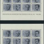 Bund Block 3 Widerstand 20 Jahre Attentat Hitler vier verschied. FDC Stempel