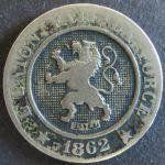Münze Belgien 21 - 10 Centimes 1862 Wappenlöwe ss