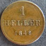 Münze Frankfurt 1849 - 1 Heller Gekrönter Adler Kupfer ss