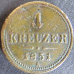 Münze Österreich 1851 A - 1 Kreuzer Freistehender Adler Kupfer ss