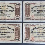 4x Geldschein Banknote Notgeld Bergisch Gladbach 100000 Mark 20.07.1923