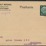 Deutsches Reich Postkarte EF 550 Stuttgart Reutlingen betr. Gramola Gerät Musik