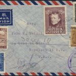 Österreich Brief Luftpost Zensur MIF 742+750+767+802+835 Wien nach New York