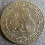 Münze Spanien 2 Centimos 1870 Schön: 141