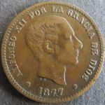 Münze Spanien 5 Centimos 1877 Schön: 161 vzgl.