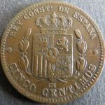 Münze Spanien 5 Centimos 1877 Schön: 161 vzgl.