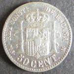 Münze Spanien Alfonso XII 50 Centimos 1880 vzgl. Schön: 163