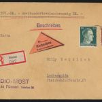 D. Reich Brief MIF per Einschreiben Nachnahme Füssen Radio Möst nach Luckenwalde