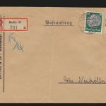 Postsache D. Reich R Brief MIF Hindenburg Postauftrag Berlin nach Neukölln Wachs