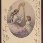Künstler Ansichtskarte M Munk Wien Ostern Jugendstil Art Nouveau Musik Harfe