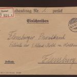 Postsache Bund Postauftrag Nr. 1 ab Nortorf per Einschreiben nach Flensburg