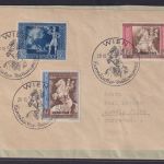 Österreich Ostmark Brief Karte 823-825 Postkongress Wien nach Aussig Elbe