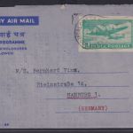 Luftpost Flugpost Indien Ganzsache Aerogramm 8 As grün Wertstempel Flugzeug