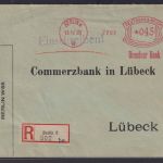 Deutsches Reich R Biref AFS Absenderfreistempel Berlin n Lübeck m. Siegelmarke