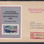 DDR R Brief EF Block 59 Luftpost Ausstellung Aerosozphilex Halle nach Hamburg