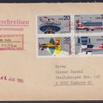 DDR Brief Viererblock Zusammendruck 2516-1519 Luuftpostausstellung Interflug