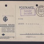 Bizone Brief Gebühr bezahlt Neuss Reklame Postkarte Goder Papierfabrik Hamburg