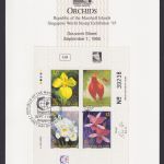 Marshall Inseln Orchideen Blumen Souvernir Sheet Singapore Briefmarken