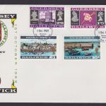 Großbritannien Guernsey Brief 8-23 Freimarken Ansichten und Wappen Queen