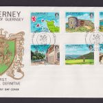 Großbritannien Guernsey Alderney 1-12 schöner Prägebrief Ansichten Queen